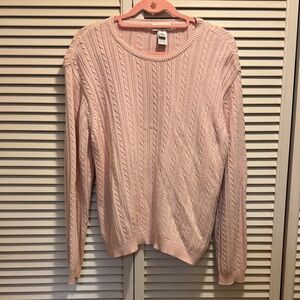 Talbots Light Pink Cable Knit Sweater ~XL